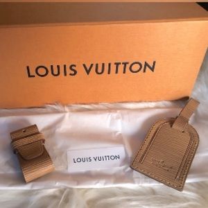 Authentic Louis Vuitton Epi Luggage Tag and Poignet Set